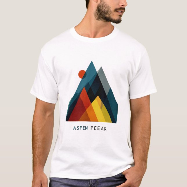 T-shirt Aspen Peak – Mid-Century Geometric Mountain Poster (Devant)