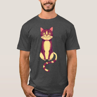 T-shirt Assis chat avec queue sur le dessin du chat avant
