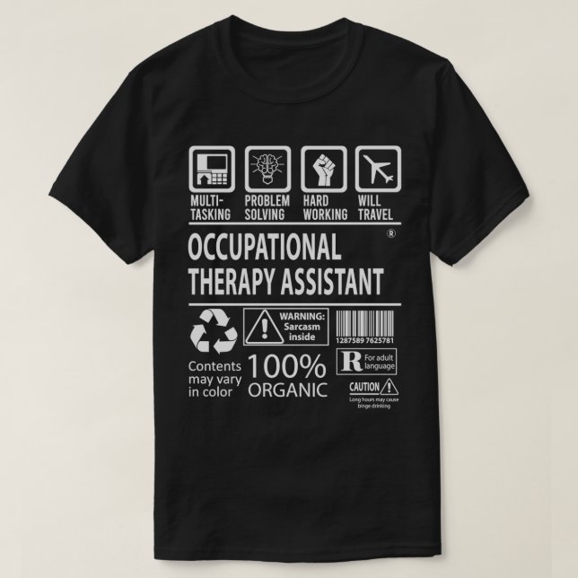 T-shirt Assistant en ergothérapie Multitâche Poste Gi (Design devant)