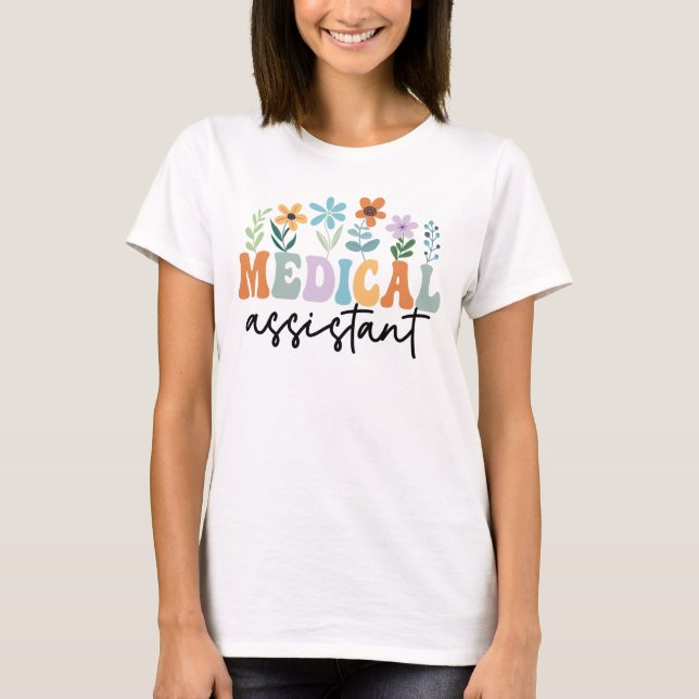 T-shirt Assistant Médicale fleur sauvage CMA, Assistant Me (Devant)