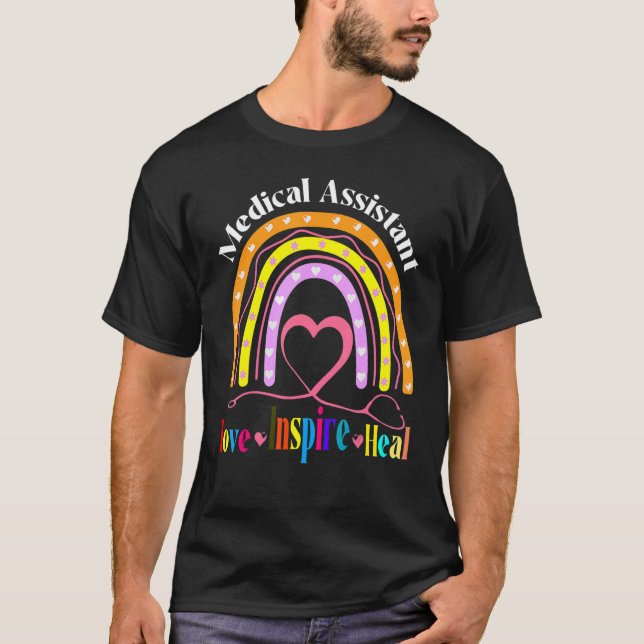 T-shirt Assistant Médicale Rainbow Love Inspire Nur de soi (Devant)
