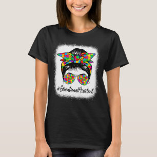 T-shirt Assistant pédagogique Messy Bun Femmes Autisme Awa