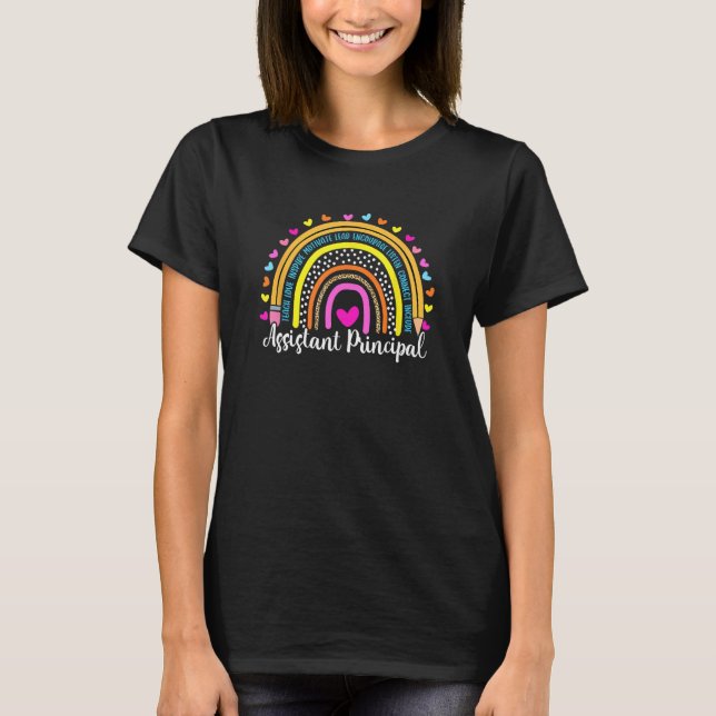 T-shirt Assistant Principal Boho Rainbow Leopard Back To S (Devant)