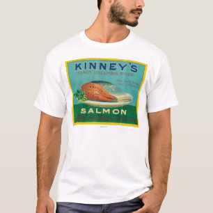 T-shirt Astoria, Orégon - étiquette saumoné du cas de