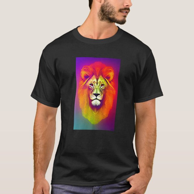 T-shirt Astral Lion Portrait Psychédélique Trippy Cosmique (Devant)