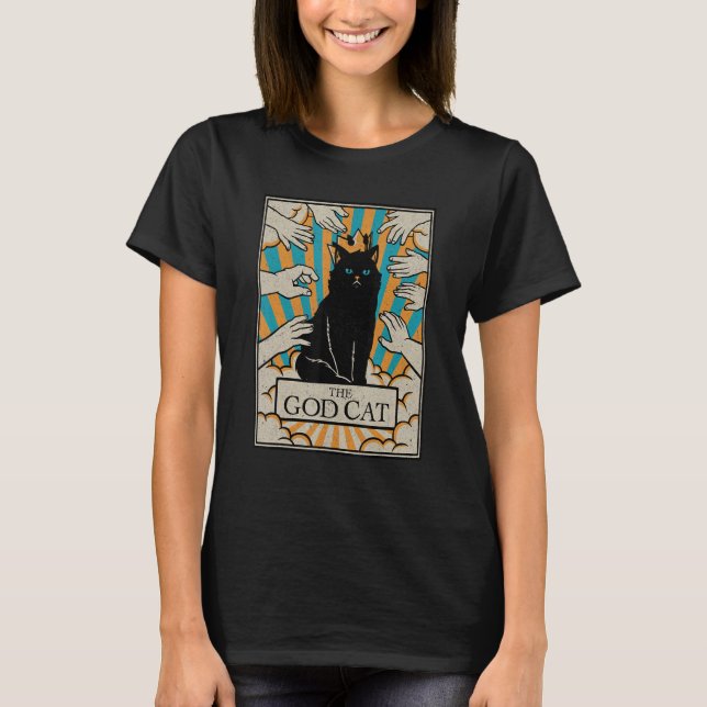 T-shirt Astrologie Le Dieu Chat Goth Tarot Card Reader Sor (Devant)