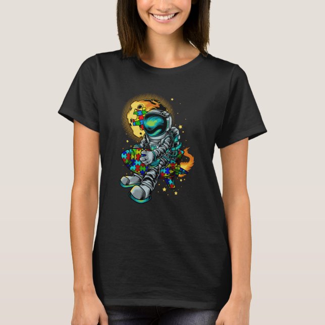 T-shirt Astronaut Autism Awareness With Autistic Planet Fo (Devant)