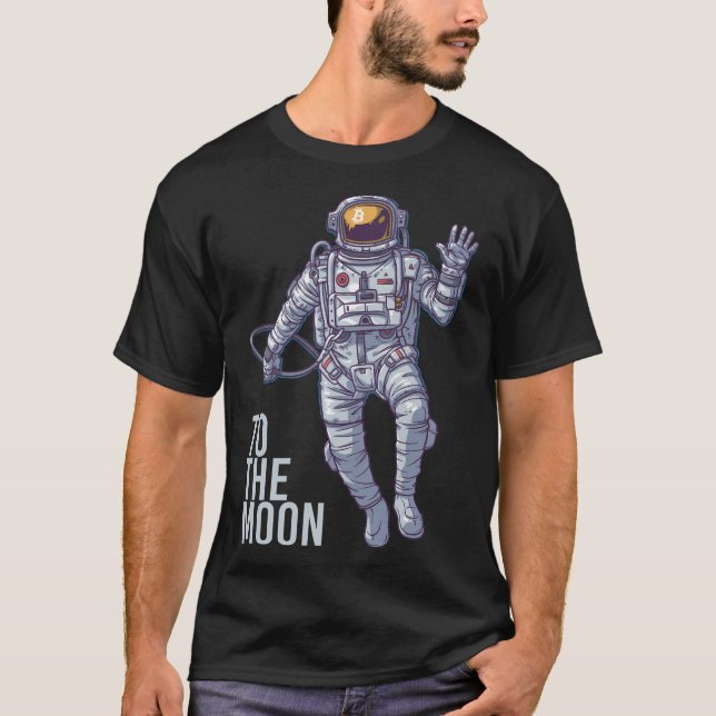 T-shirt Astronaut Bitcoin À La Lune - Texte Léger (Devant)