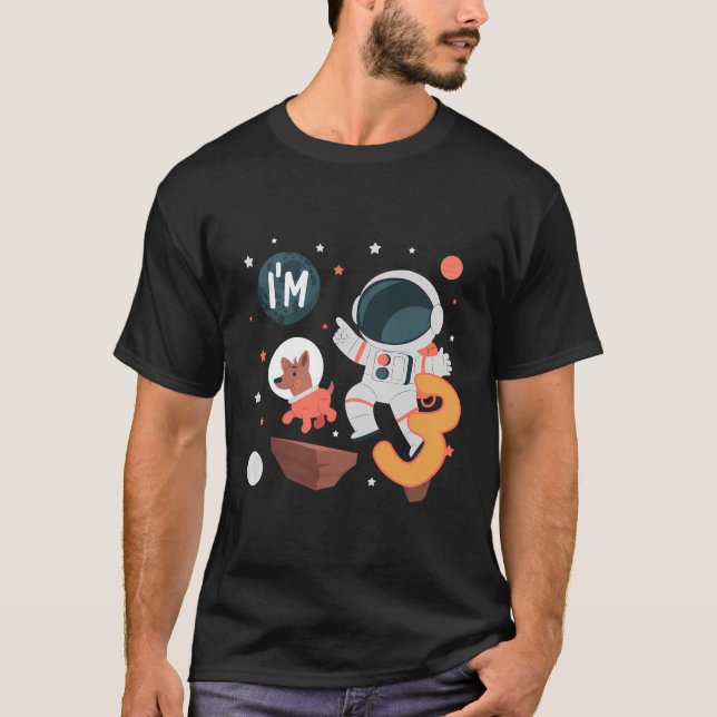 T-shirt Astronaut cool J'Ai 3 Ans Amoureux des chiens Anni (Devant)