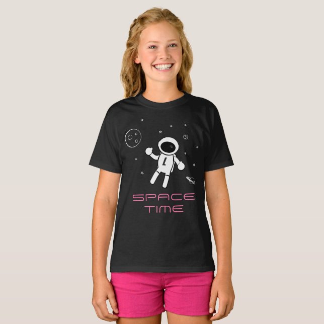 T-shirt Astronaut dans l'espace - Art en noir, blanc et ro (Devant entier)