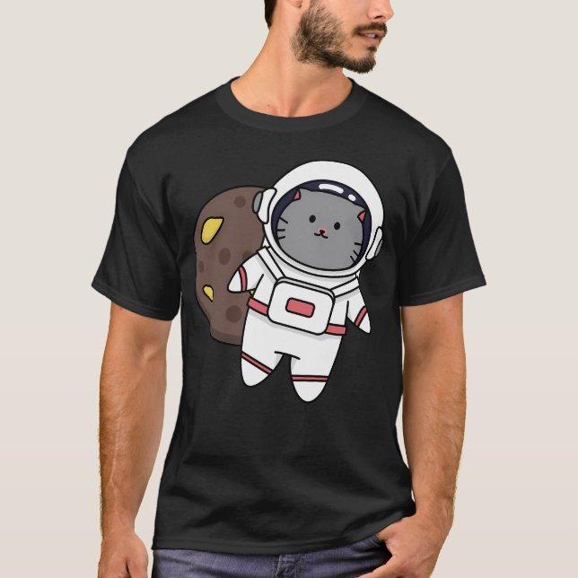 T-shirt Astronaut De Chat Gras Dans L'Espace (Devant)