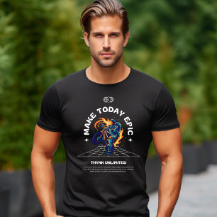 T-shirt Astronaut de motocycliste bleu noir illust