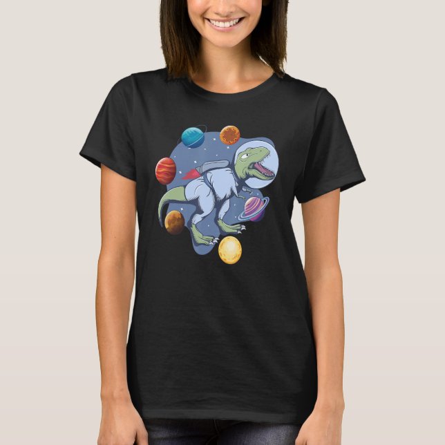 T-shirt Astronaut Dinosaur In Space Travel Galaxy Dinosaur (Devant)