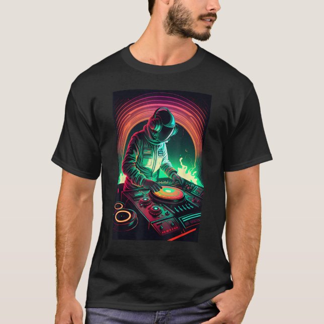 T-shirt Astronaut DJ DJing in Space EDM cool Graphic Vapor (Devant)
