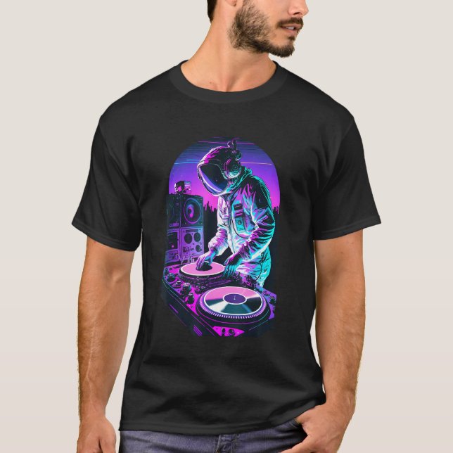 T-shirt Astronaut DJ DJing in Space EDM cool Graphic Vapor (Devant)