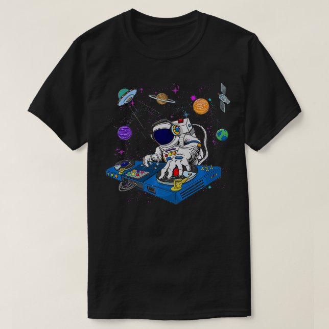 T-shirt Astronaut DJ Psychedelic Music Techno EDM Festival (Design devant)