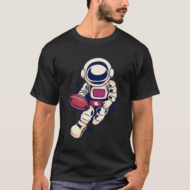 T-shirt Astronaut Football Espace Sport Fun Cool Automne (Devant)