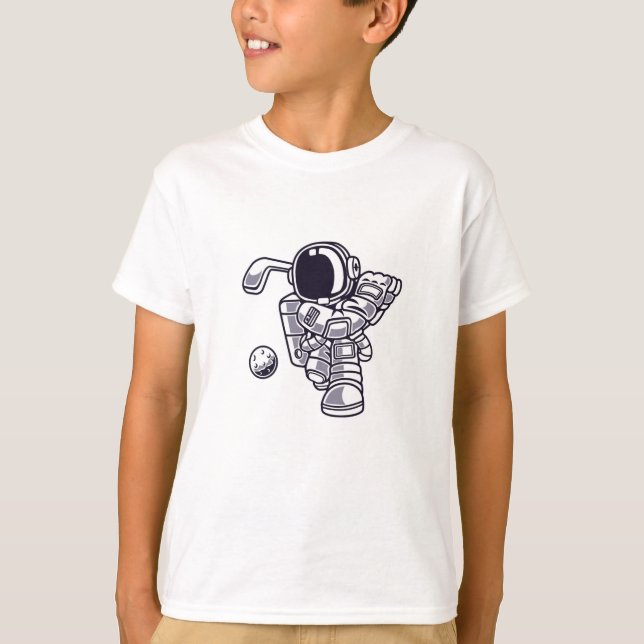 T-shirt Astronaut Golfing on the Moon Tee (Devant)