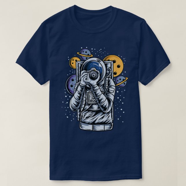 T-shirt Astronaut in Space Taking Pictures Novelty Graphic (Design devant)