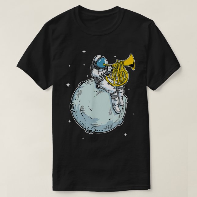 T-shirt Astronaut Jouer French Horn Cadeau Musique Horn Am (Design devant)