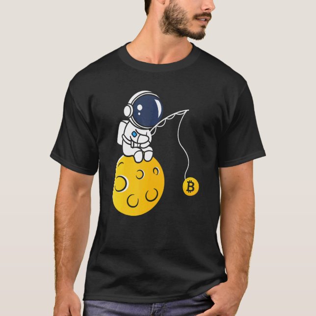 T-shirt Astronaut Moon Fishing BTC Crypto Cryptocurrency B (Devant)