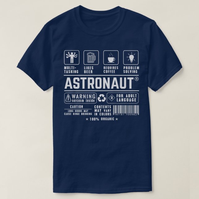 T-shirt Astronaut Multitasking Beer Coffee Problem Solving (Design devant)
