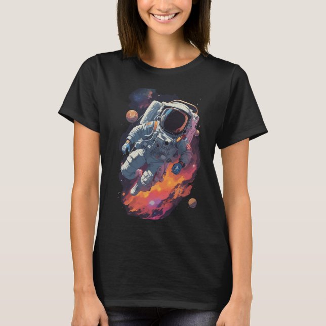 T-shirt Astronaut perdu en Galaxie Arrière - plan (Devant)
