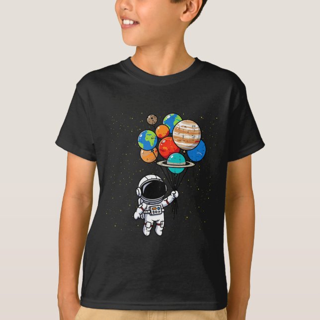 T-shirt Astronaut Planet Balloons Cute Space Galaxy Boys G (Devant)