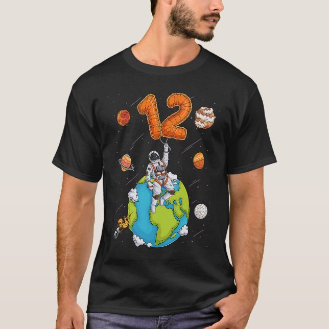 T-shirt Astronaut Planet Space 12 Douze Ans 12e Bi (Devant)