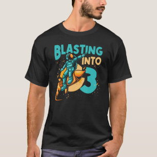 T-shirt Astronaut Planet vaisseau spatial Joyeux 3e annive