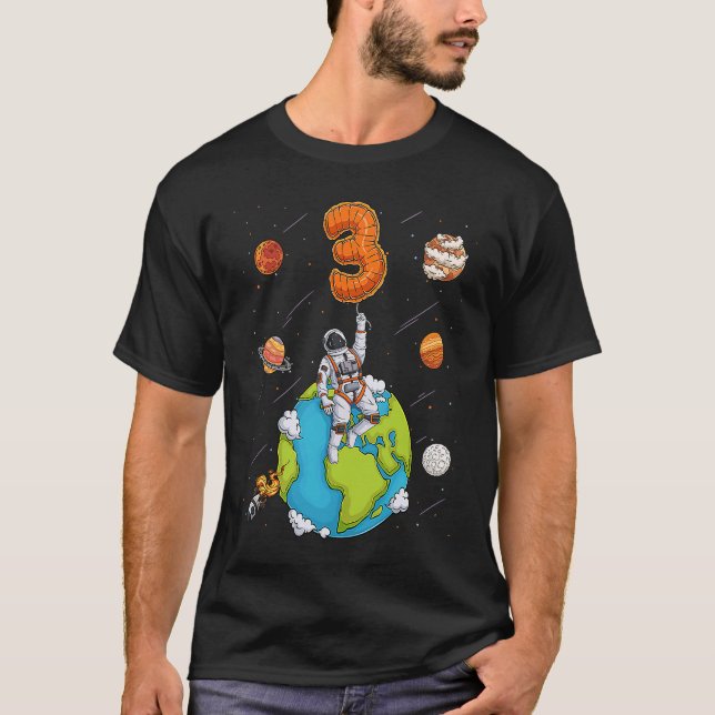 T-shirt Astronaut Planètes Espace Trois 3 ans 3e anniversa (Devant)