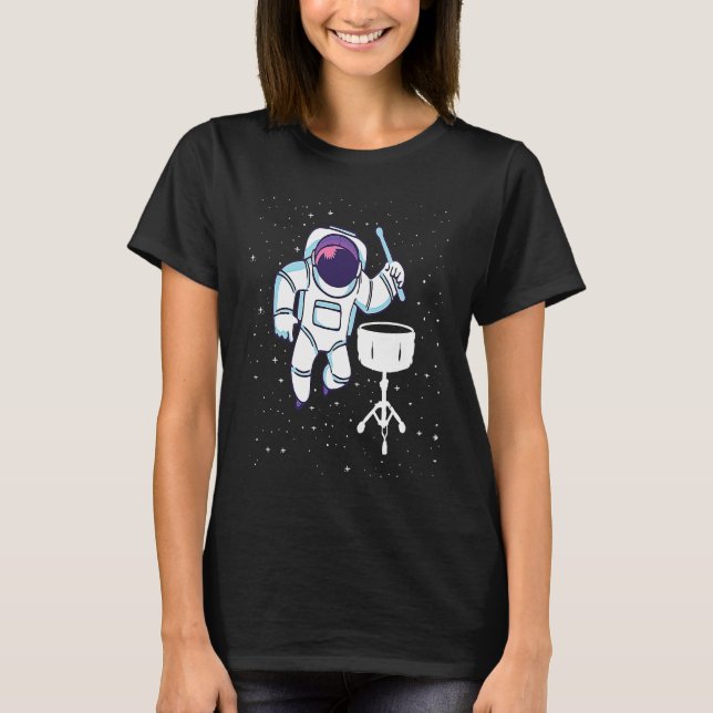 T-shirt Astronaut Playing Snare Percussion Snare Drummer (Devant)