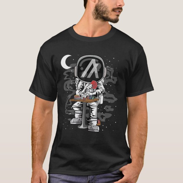 T-shirt Astronaut Poker Algorand ALGO Coin To The Moon Cry (Devant)