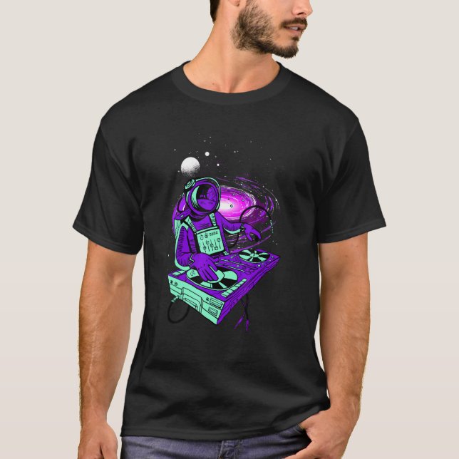 T-shirt Astronaut Psychedelic Music Dj Mixer Psytrance Tec (Devant)