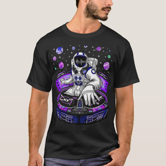 T-shirt Astronaut Psychedelic Music DJ Psytrance Techno (Devant)