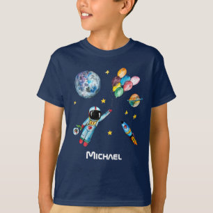 T-shirt Astronaut Rainbow Balloons Nom de l'espace de la f