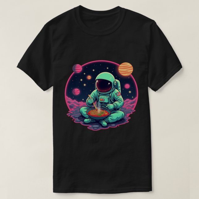 T-shirt "Astronaut Ramen Noodle - Graphique spatial amusan (Design devant)