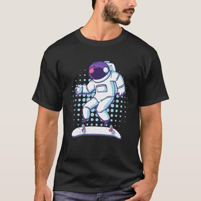 T-shirt Astronaut Skateboardeur Dans L'Espace Gravité Zéro (Devant)