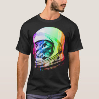 T-shirt Astronaut Space Cat (version numérique arc-en-ciel
