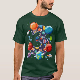 T-shirt Astronaut Space Thème Party 3 ans Anniversaire B