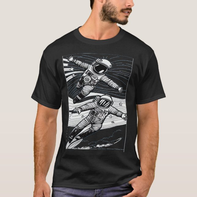 T-shirt Astronaut Surfing in a Space Wave (Devant)