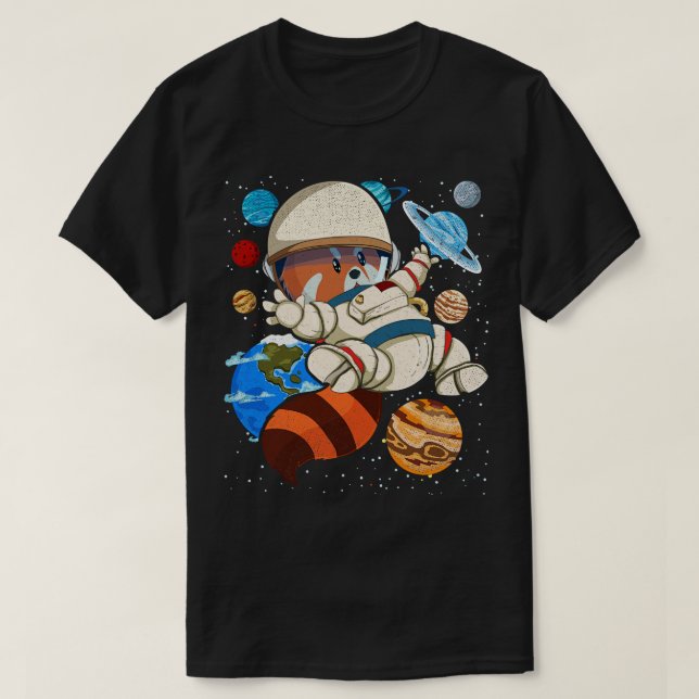 T-shirt astronaute animal panda rouge des sciences spatial (Design devant)