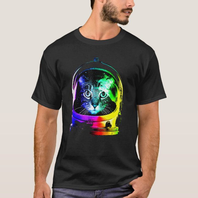 T-shirt Astronaute Cat Space Cat For Men Women Kids (Devant)