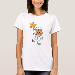 T-shirt Astronaute Chat Planète Lune Star Space