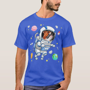 T-shirt Astronaute Chien Bulldog Dans L'Espace Galaxie Fil