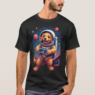 T-shirt Astronaute Chien Joueur Pixel Art Jeux Rétro Nosta
