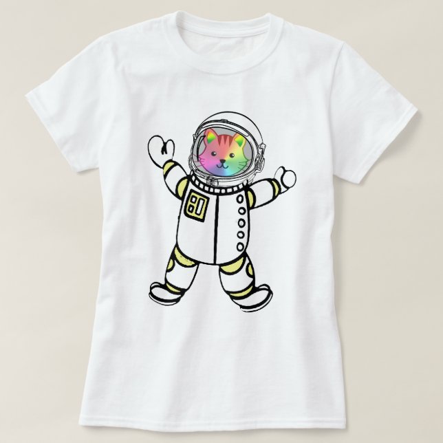 T-shirt Astronaute de chats en arc-en-ciel torride (Design devant)