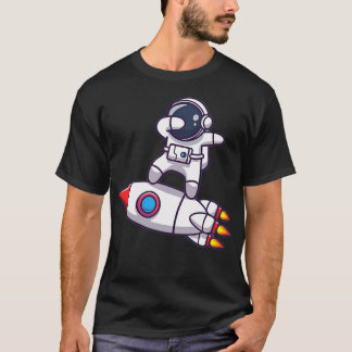T-shirt Astronaute De La Cueur Spatiale Avec Rocket