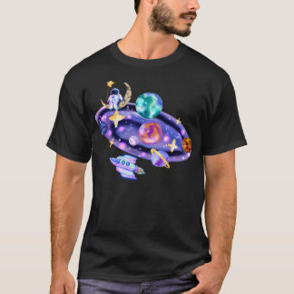 T-shirt Astronaute De L'Aquarelle Dans L'Espace