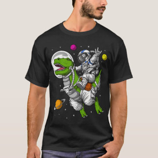 T-shirt Astronaute de l'espace chevauchant le dinosaure T-